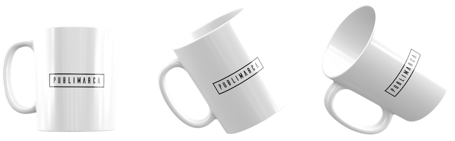 Tazas con el logotipo de Publimarca